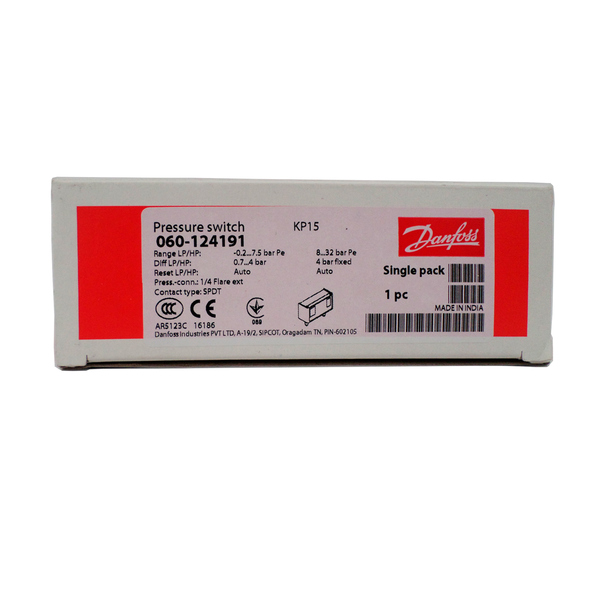 Pressostato Kp15 Alta Baixa Rearme Auta Danfoss 060 124191 (6)