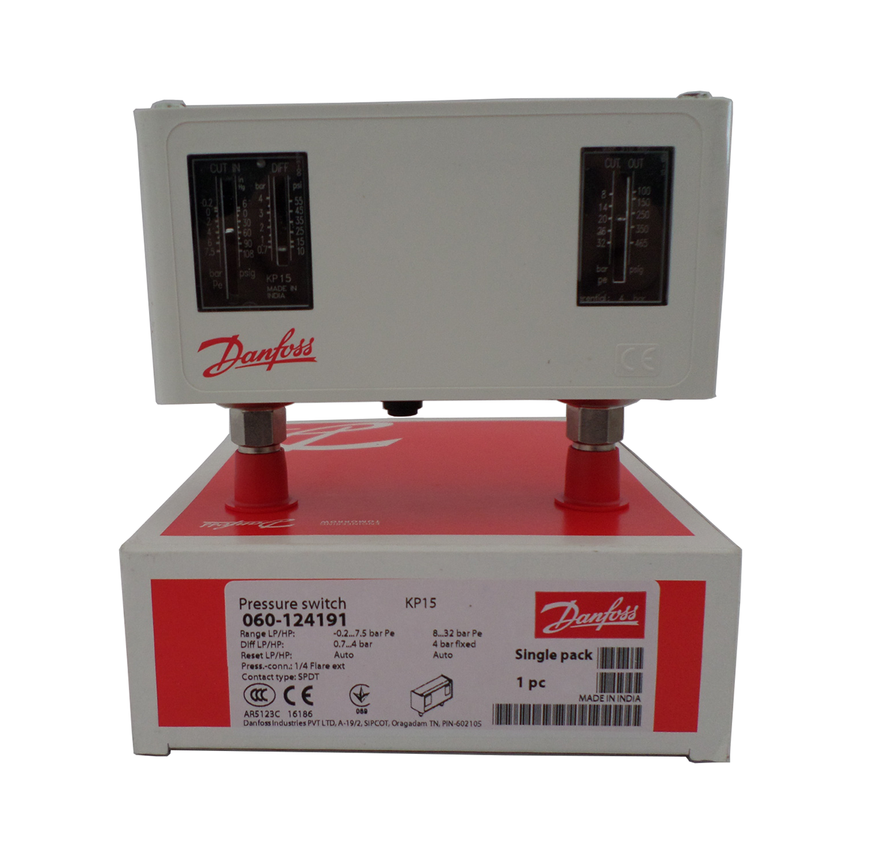 Pressostato Kp15 Alta Baixa Rearme Auta Danfoss 060 124191 (8)