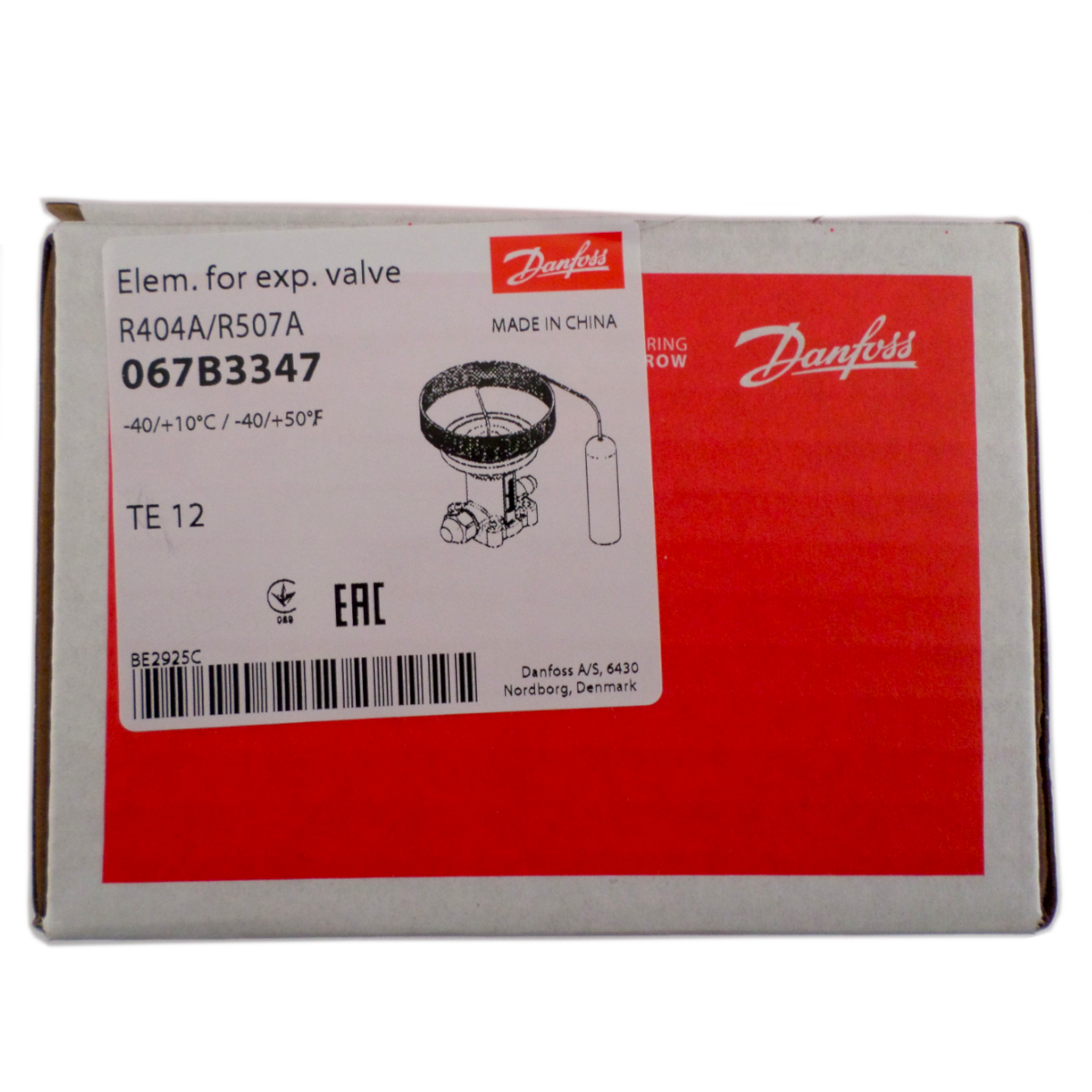 Elemento Para Válvula Exp. Te 12 Danfoss 067b3347 Lateral Da Caixa + Etiqueta