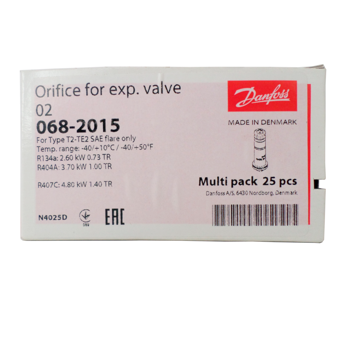 Orifício N° 2 Para Válvula De Exp. T2 Te2 Danfoss 068 2015 Caixa E Peças