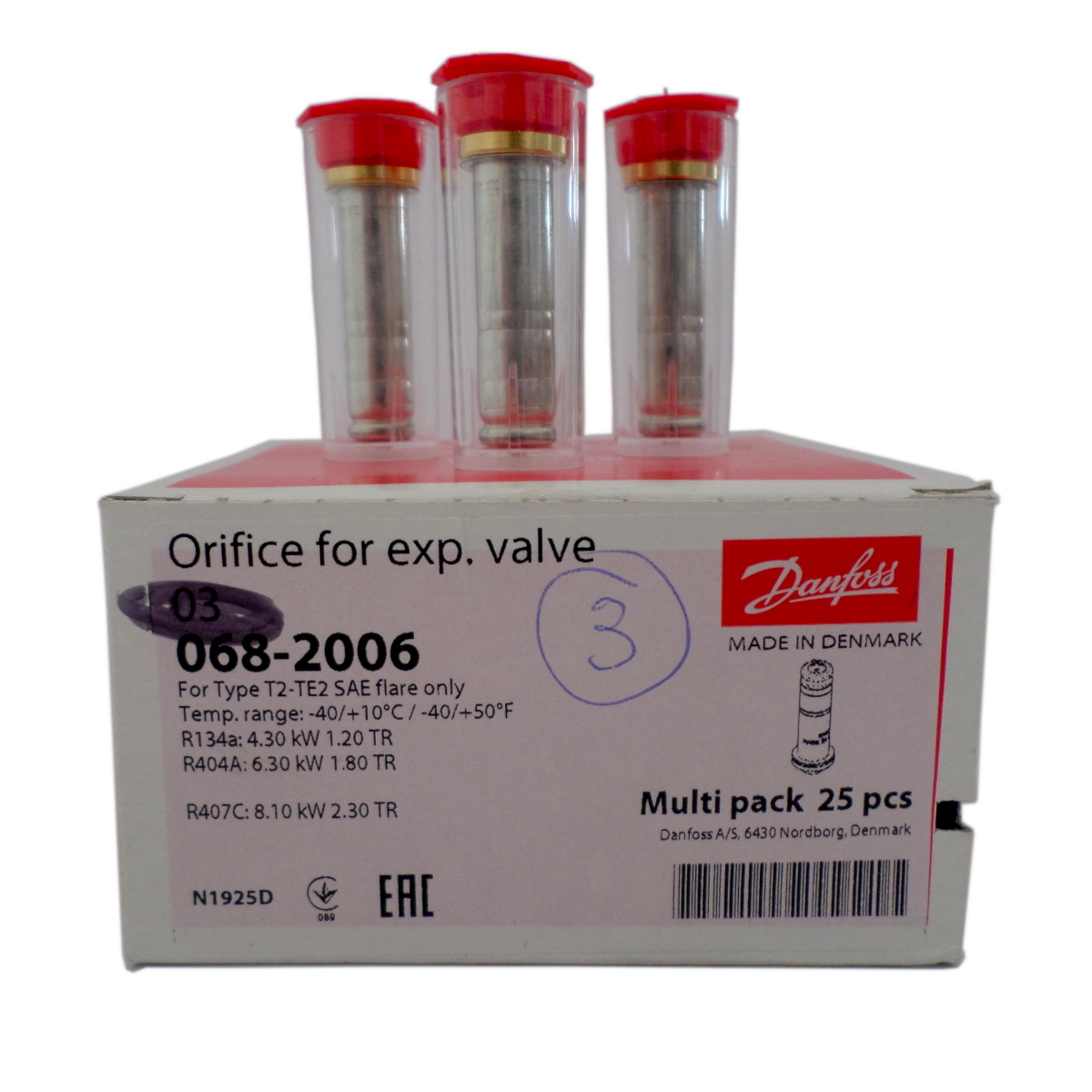 Orifício N° 3 Para Válvula De Exp. T2 Te2 Danfoss 068 2006 Peça + Caixa