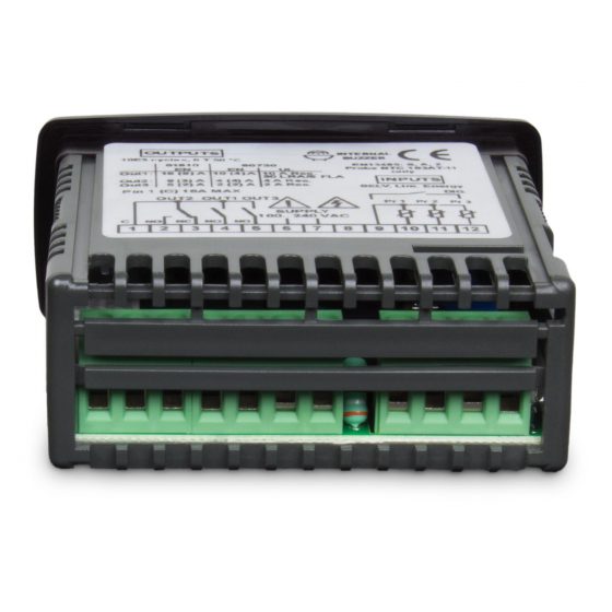 Controlador digital de refrigeração Coel Y39-HRRR visto da traseira.