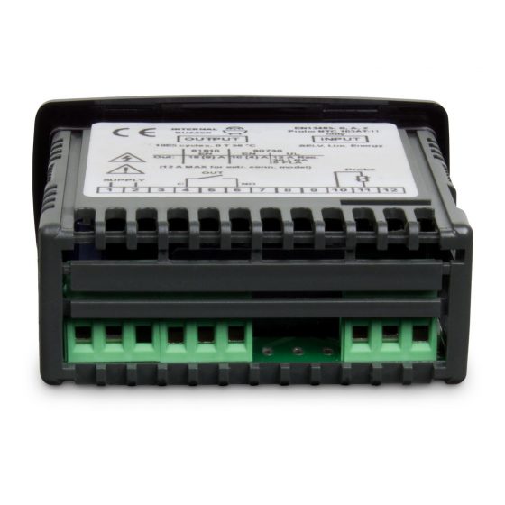 Controlador digital de refrigeração Coel Z31-GR-PCOF1 visto da traseira.